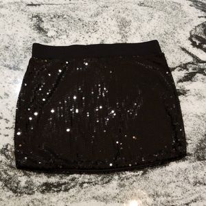 Black sequin mini skirt